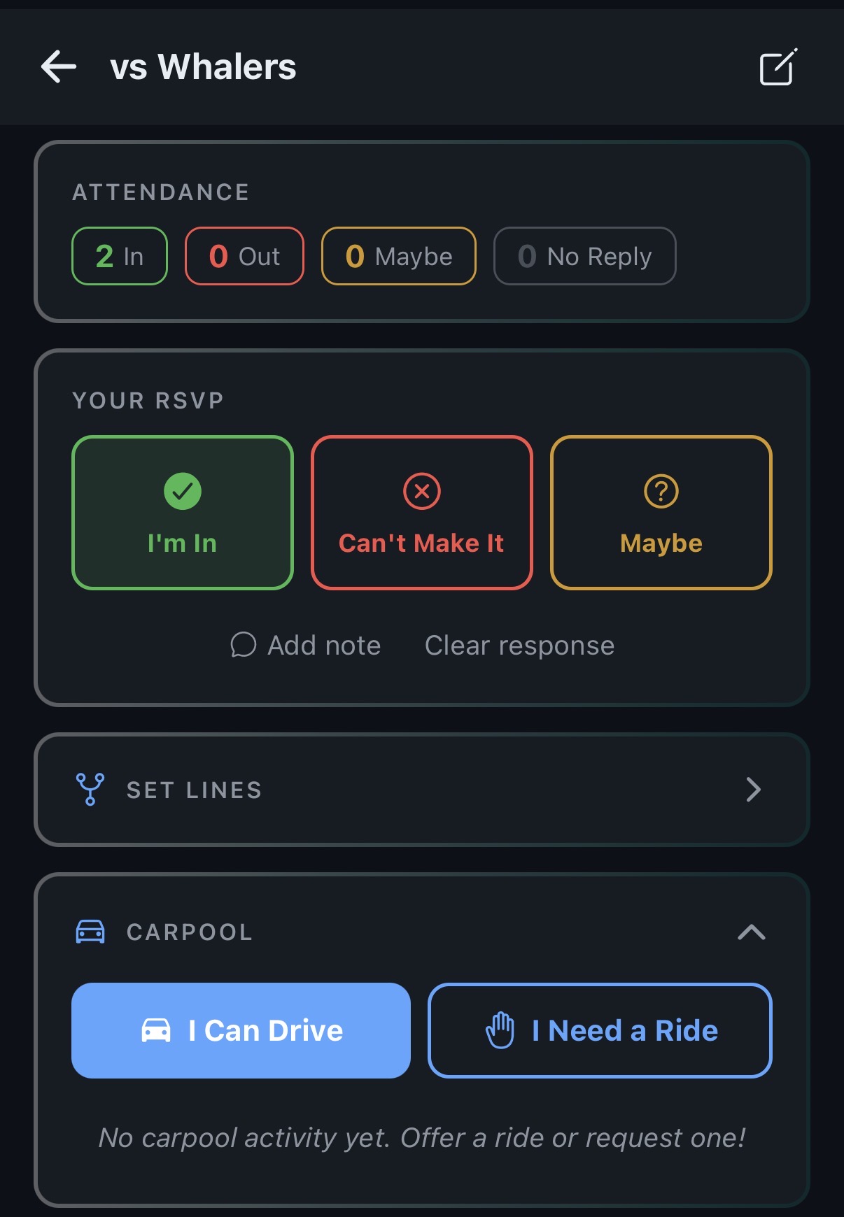 Game Detail with RSVP